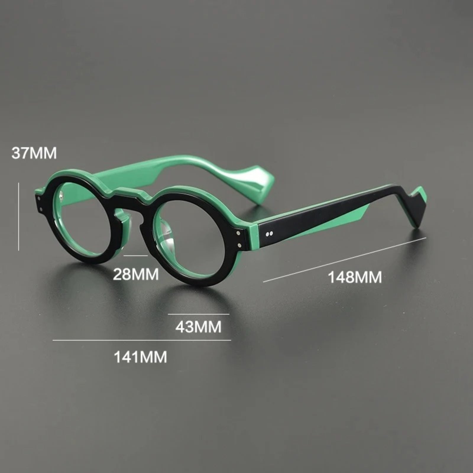 Acetate Chunky Round Prescription Eyeglasses | Bold Retro Rx Glasses – CINILY UK front view