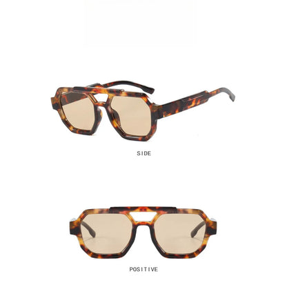 Tortoise Double-Bridge Polygon UV400 Sunglasses | Bold Retro Shades – CINILY UK additional product view