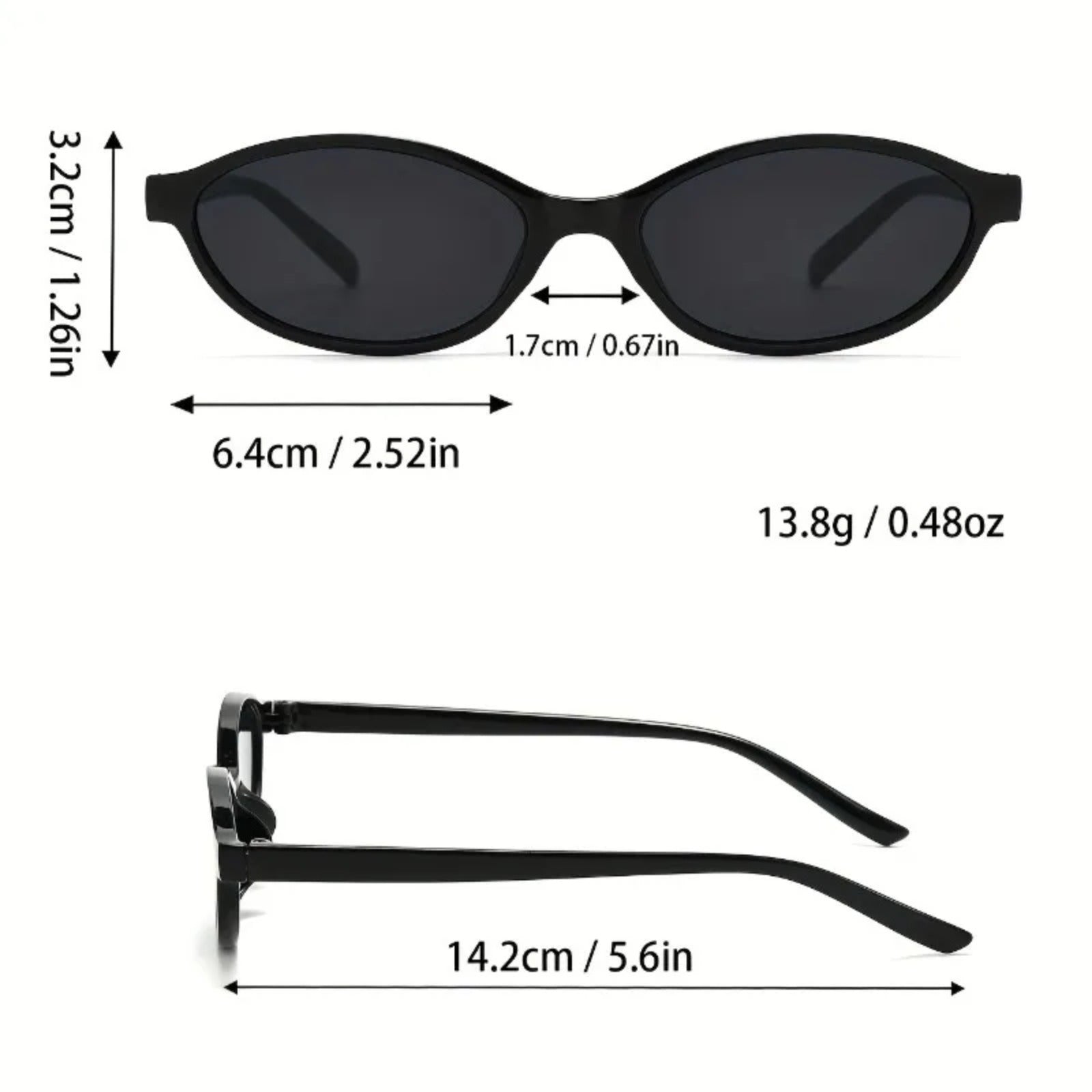 Oval UV400 Sunglasses | Retro Black Fashion Shades – CINILY UK temple detail