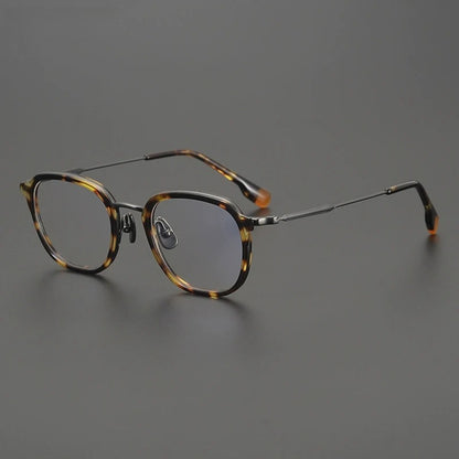 Titanium Tortoise Round Prescription Eyeglasses | Lightweight Optical Frame for Rx Lenses – CINILY UK side view