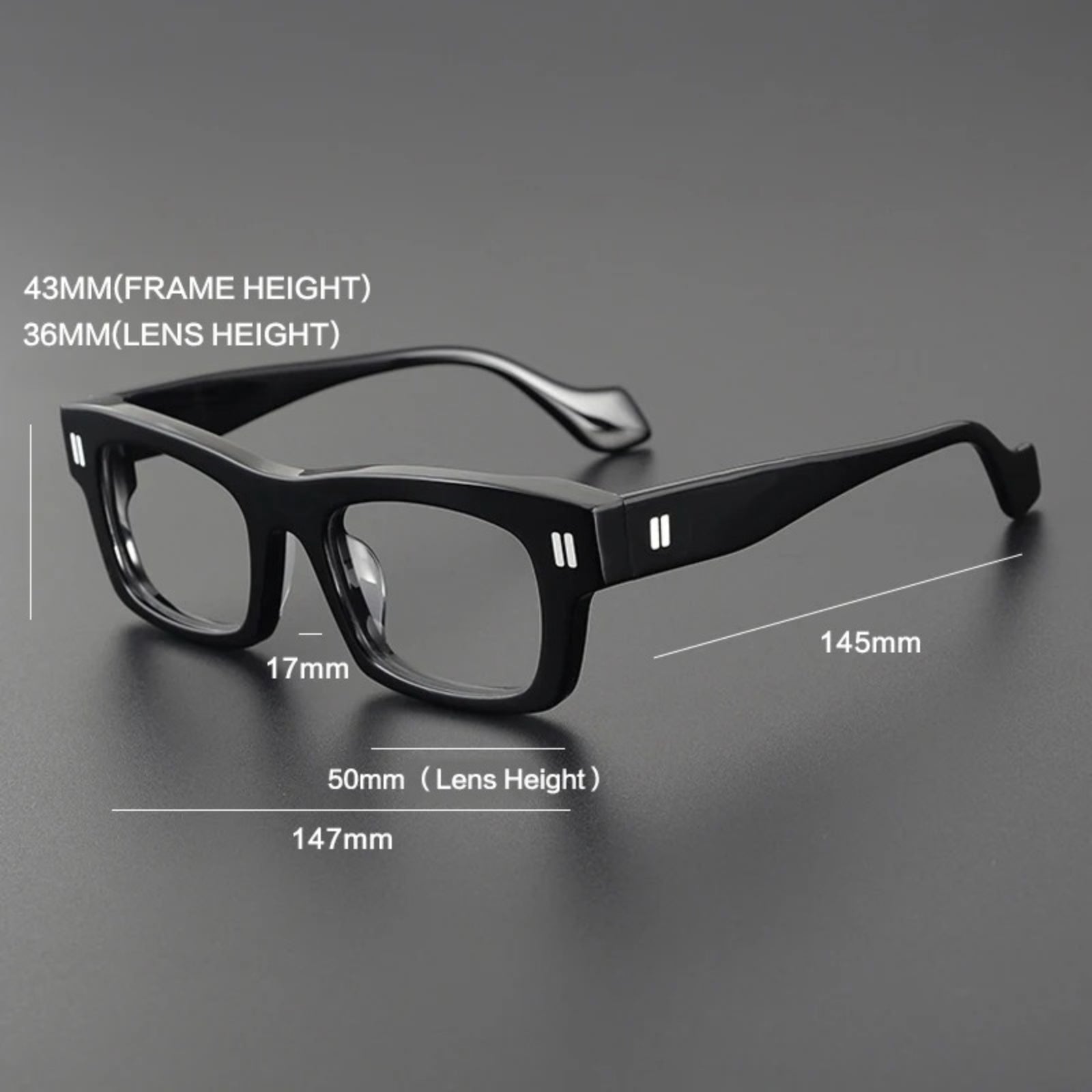 Acetate Chunky Square Prescription Eyeglasses | Bold Retro Optical Frame for Rx Lenses – CINILY UK temple detail