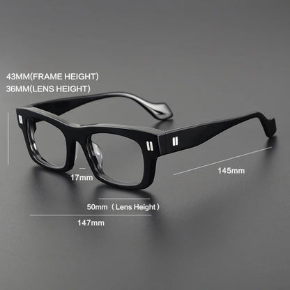 Acetate Chunky Square Prescription Eyeglasses | Bold Retro Optical Frame for Rx Lenses – CINILY UK temple detail